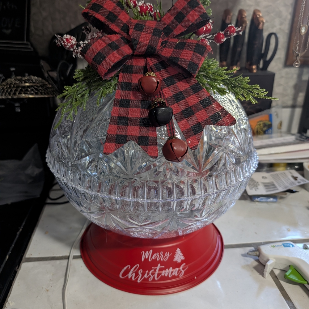 Festive Crystal Holiday Centerpiece with Red Accents